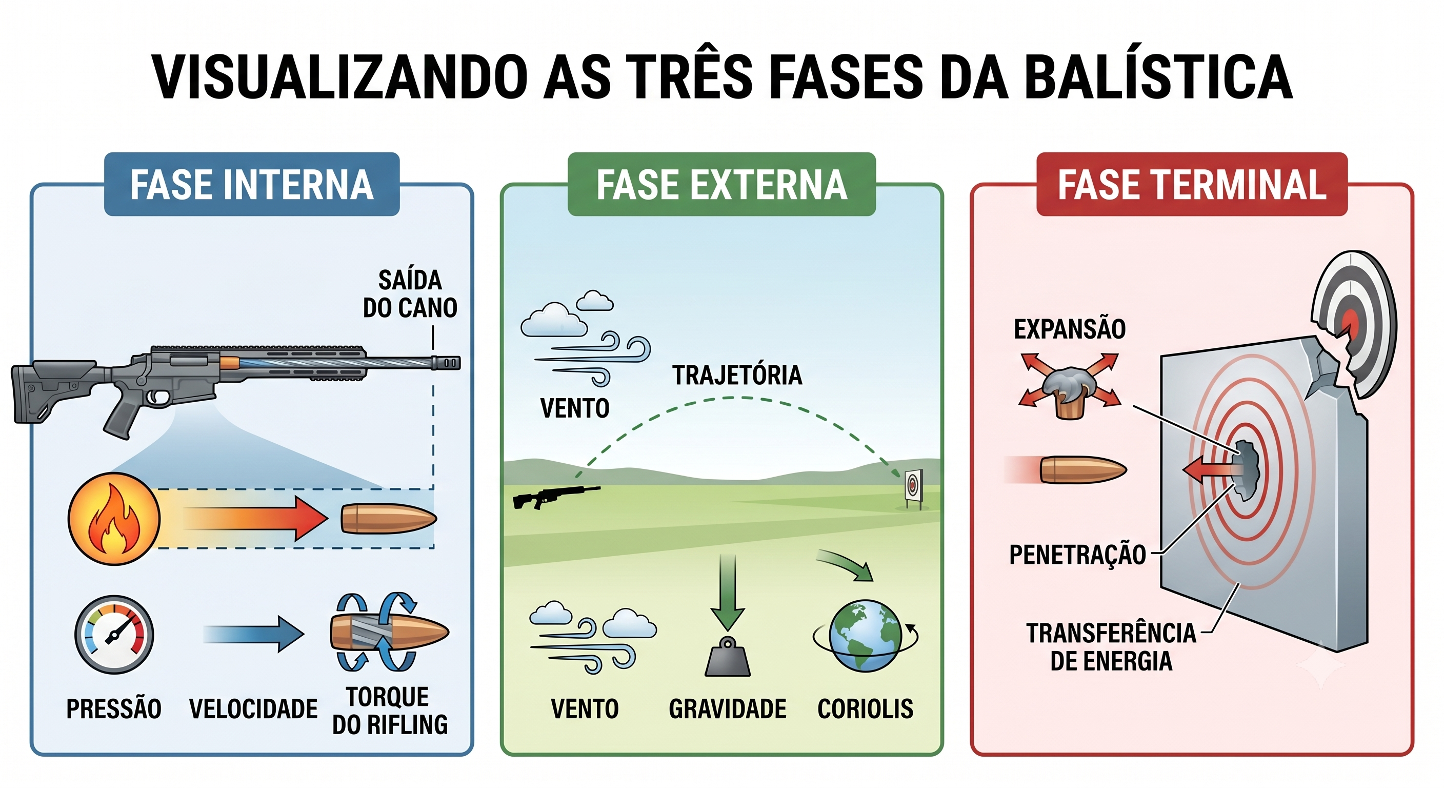 As três fases da balística